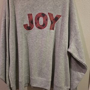 Christmas Gray Sweatshirt with Red 'JOY' Design 2X